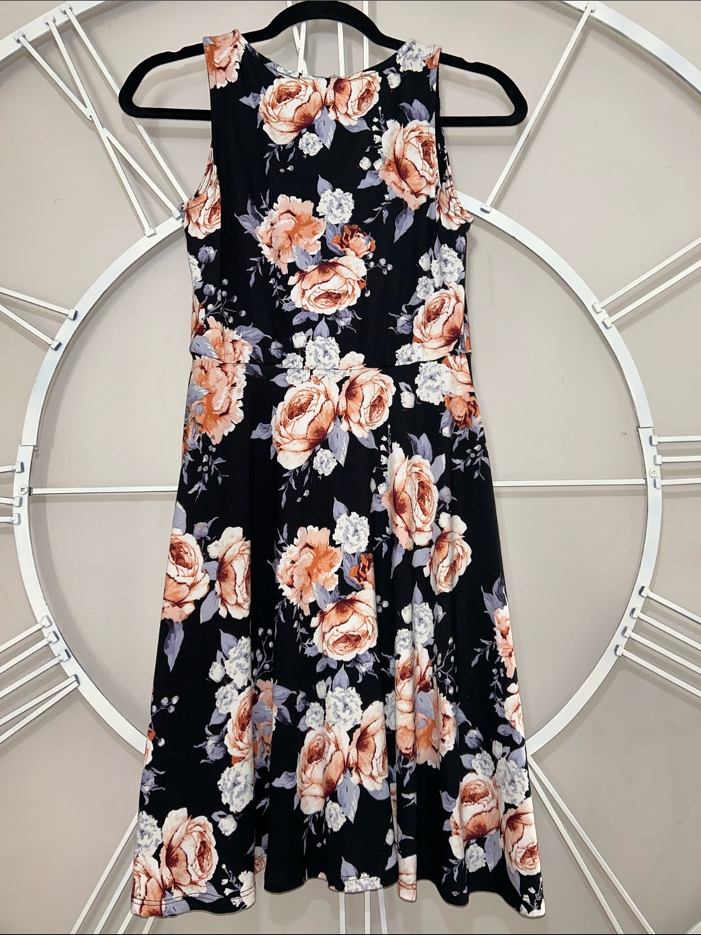 NWT Agnes & Dora Fit and Flare Mini Dress with Peach and Cream Roses - Picture 5 of 8